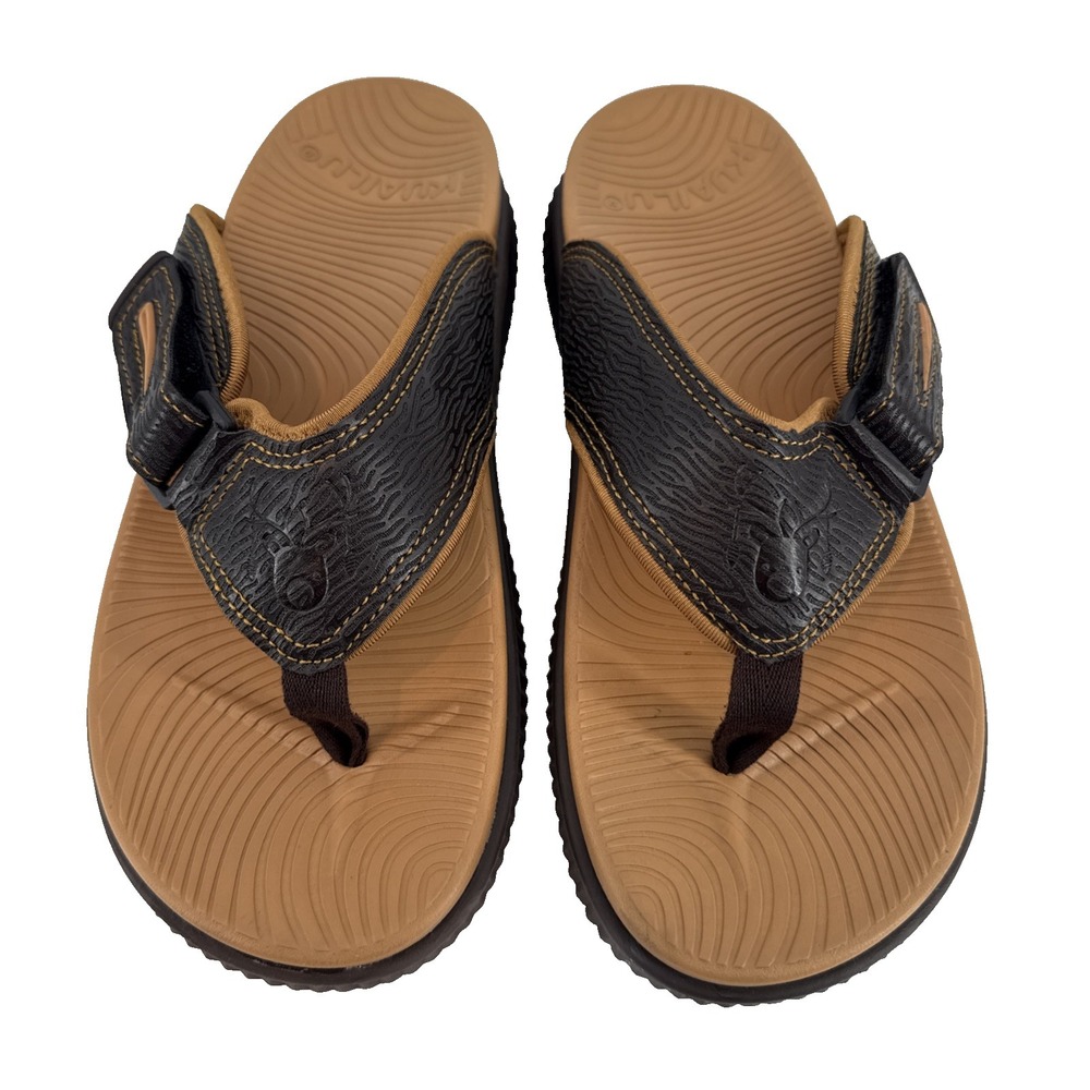 Kuailu Sandals Men 9.5 Recovery Flip Flop Brown Arch Support Orthotic Comfort